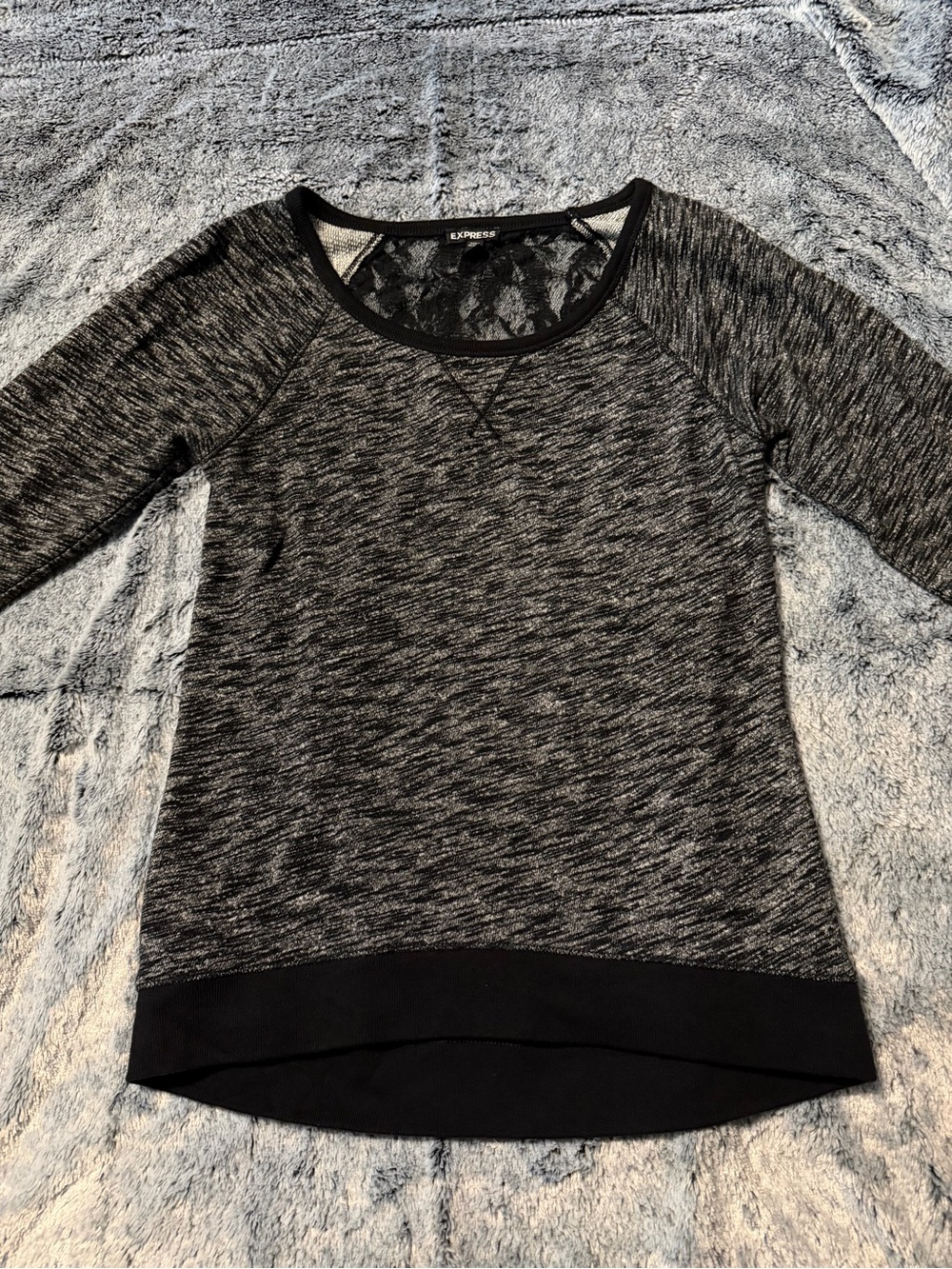 Express Women's Black Heather Lace-Back Pullover